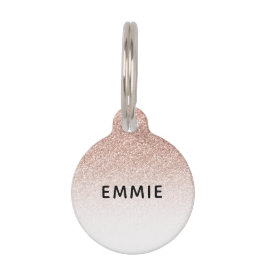 Rose Gold Pink Glitzer Ombre Individuelle Name Haustiermarke