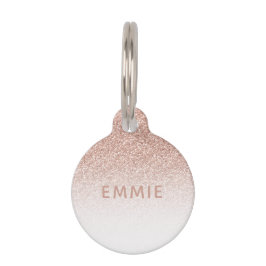 Rose Gold Pink Glitzer Ombre Individuelle Name Haustiermarke
