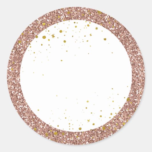 Rose Gold Pink Glitzer Personalisiert Gefallen Runder Aufkleber (Vorderseite)