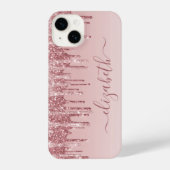 Rose Gold Pink Glitzer Personalisiert iPhone Hülle (Rückseite)