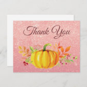 Rose Gold Pink Glitzer Pumpkin Fall Danke Karte (Vorne/Hinten)
