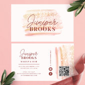 Rose Gold Pink Glitzer Social Media QR-Code Visitenkarte
