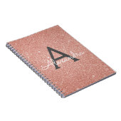 Rose Gold Pink Glitzer Sparkeller Monogram Noteboo Notizblock (Rechte Seite)