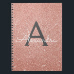 Rose Gold Pink Glitzer Sparkeller Monogram Noteboo Notizblock<br><div class="desc">Blush Pink - Rose Gold und Holzkohle Grau (Grau) Imitat Glitzer Sparkle Elegant Mit Monogramm Notebook Journal für Schule oder Arbeit. Das Notebook ist ideal für den Rückweg in die Schule oder für die Planung einer Hochzeit oder eines Brautparty</div>