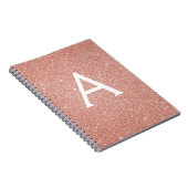 Rose Gold Pink Glitzer Sparkeller Monogram Noteboo Notizblock (Rechte Seite)