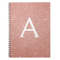 Rose Gold Pink Glitzer Sparkeller Monogram Noteboo