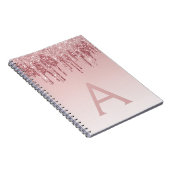 Rose Gold Pink Glitzer Sparkeller Monogram Noteboo Notizblock (Rechte Seite)