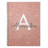Rose Gold Pink Glitzer Sparkeller Monogram Noteboo Notizblock (Vorderseite)