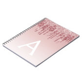Rose Gold Pink Glitzer Sparkeller Monogram Noteboo Notizblock (Linke Seite)