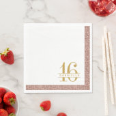 Rose Gold Pink Glitzer Sweet 16 Geburtstagsname Serviette (Beispiel)