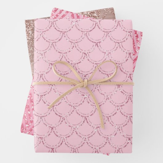 Rose Gold Pink Glitzer Trendverpackungspapier Geschenkpapier Set (Beispiel)