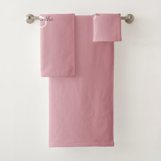 Rose Gold Pink Glitzer Tropfen Sparkle Monogramm N Badhandtuch Set (Insitu)