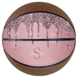 Rose Gold Pink Glitzer Tropfen Sparkle Monogramm N Basketball