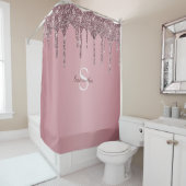 Rose Gold Pink Glitzer Tropfen Sparkle Monogramm N Duschvorhang (Beispiel)