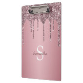 Rose Gold Pink Glitzer Tropfen Sparkle Monogramm N Klemmbrett (Links)