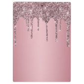Rose Gold Pink Glitzer Tropfen Sparkle Monogramm N Klemmbrett (Rückseite)