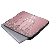 Rose Gold Pink Glitzer Tropfen Sparkle Monogramm N Laptopschutzhülle (Vorne Knopf)