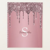 Rose Gold Pink Glitzer Tropfen Sparkle Monogramm N Planer (Vorderseite)