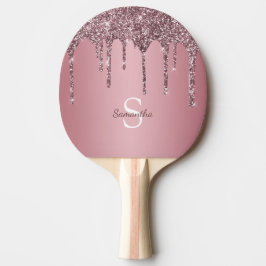 Rose Gold Pink Glitzer Tropfen Sparkle Monogramm N Tischtennis Schläger