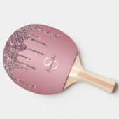 Rose Gold Pink Glitzer Tropfen Sparkle Monogramm N Tischtennis Schläger (Seitenansicht)