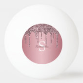 Rose Gold Pink Glitzer Tropfen Sparkle Monogramm N Tischtennisball (Rückseite)