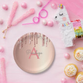 Rose Gold Pink Glitzer Tropfen und Sparklopfen Mon Pappteller (Party)