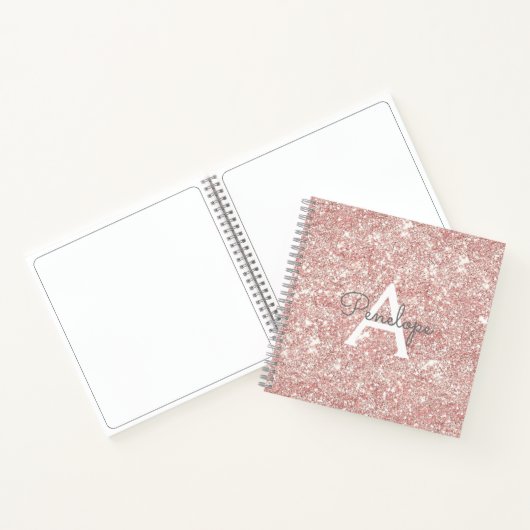 Rose Gold Pink Glitzer und Monogram Sketchbook Notizblock (Innenseite)