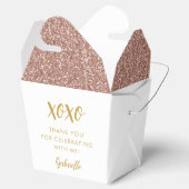 Rose Gold Pink Glitzer XOXO Mini-Takeout-Party Geschenkschachtel (Geöffnet)