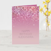 Rose Gold Pink Gold Glitzer Sparkone Karte (Gelbe Blume)