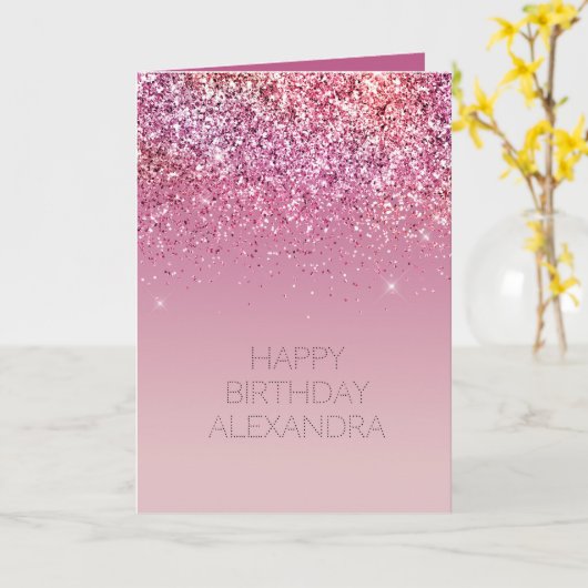 Rose Gold Pink Gold Glitzer Sparkone Karte (Gelbe Blume)