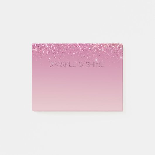 Rose Gold Pink Gold Glitzer Sparkone Post-it Klebezettel (Vorderseite)