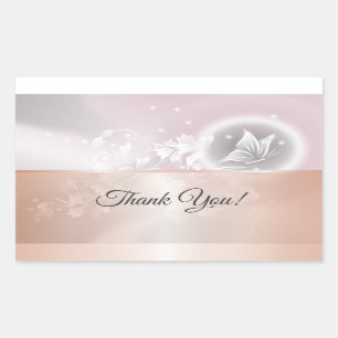 Rose Gold Pink Grau Blütenschmetterling Rechteckiger Aufkleber