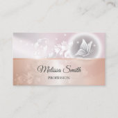Rose Gold Pink Grau | Floral Butterfly Visitenkarte (Vorderseite)