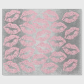 Rose Gold Pink Grau Silber Lippen Glitzer grungeli Geschenkpapier (Flach)