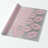 Rose Gold Pink Grau Silber Lippen Glitzer grungeli Geschenkpapier (Ungerollt)
