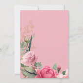 Rose Gold Pink Grüne Rose Hochzeit Luxus Einladung (Rückseite)