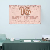 Rose Gold Pink Happy 16. Geburtstag Banner (Messeveranstaltung)