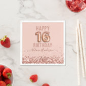 Rose Gold Pink Happy 16. Geburtstag Serviette (Beispiel)