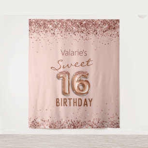 Rose Gold Pink Happy 16. Geburtstag Tapete Wandteppich