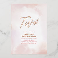 Rose Gold & Pink Herz Zwei Mädchen 2. Geburtstag P