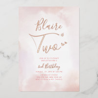 Rose Gold & Pink Herz Zwei Mädchen 2. Geburtstagsf