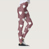 Rose Gold Pink Herzmuster Valentinstag Leggings (Rechts)