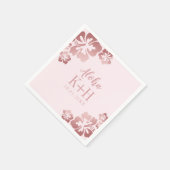 Rose Gold Pink Hibiskus Aloha Hawaii Brautparty Serviette (Ecke)