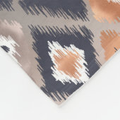 Rose Gold Pink Ikat Pattern Navy Monogram Fleecedecke (Ecke)