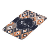 Rose Gold Pink Ikat Pattern Navy Monogram Magnet (Linke Seite)