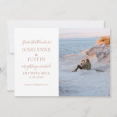 Rose Gold Pink Karte Zielort Hochzeitsreise Bild (Rückseite)