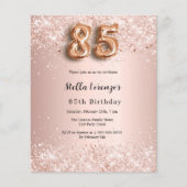 Rose Gold pink Konfetti Einladung zum 85. Geburtst (Vorderseite)