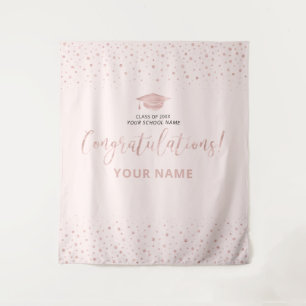 Rose Gold Pink Konfetti Gratulation Abschluss  Wandteppich