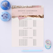 Rose Gold & Pink Label Preise & Services Flyer (Einzeln)