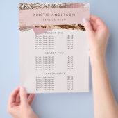 Rose Gold & Pink Label Preise & Services Flyer (Hand)